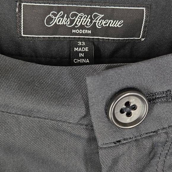 SAKS FIFTH AVENUE MEN'S BLACK MODERN FIT SLACK PANT SIZE 33 WAIST 29 INSEAM - Picture 6 of 13